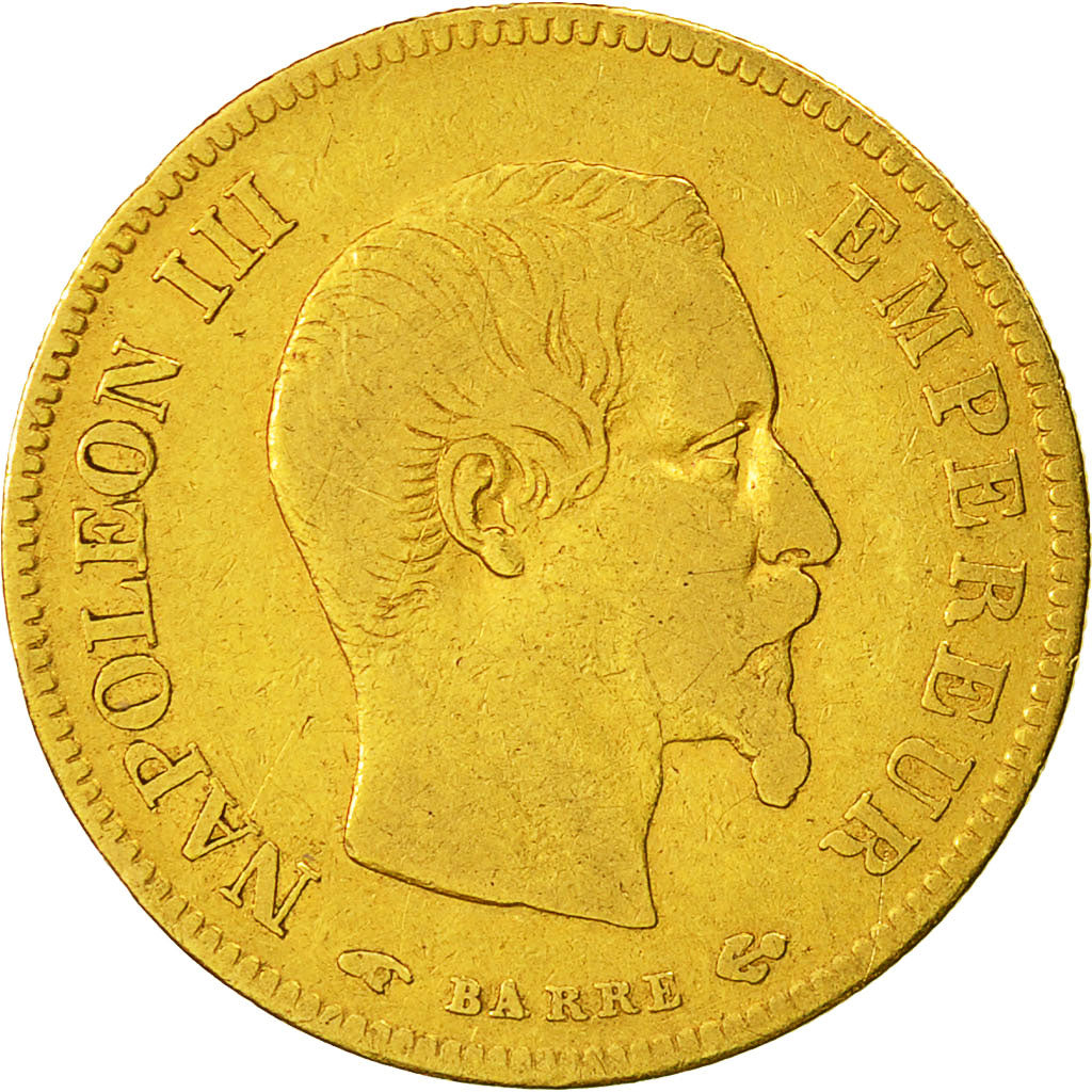Moneta, Francia, Napoleon III, 10 Francs, 1857, Paris, MB, Oro, KM 784.3