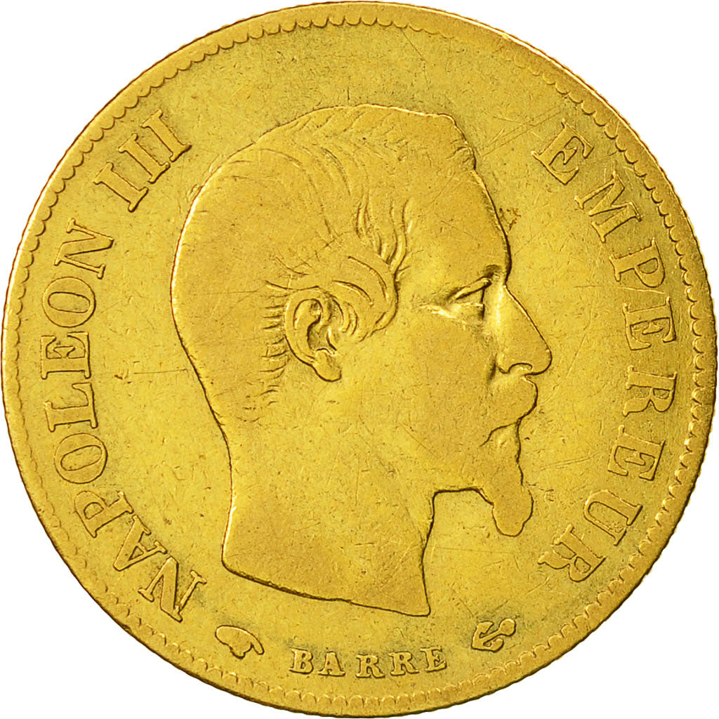 Munten, Frankrijk, Napoleon III,10 Francs, 1859, Paris,Goud, FR,KM 784.3