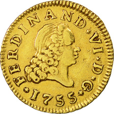 Münze, Spanien, Ferdinand VI, 1/2 Escudo, 1755, Madrid, SS, Gold, KM:378