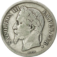 Monnaie, France, Napoleon III, 2 Francs, 1866,Strasbourg,TB+,KM 807.2,Gad 527
