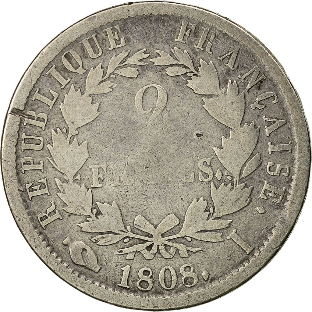 Moneda, Francia, Napoléon I, 2 Francs, 1808, Limoges, BC, Plata, KM:684.3
