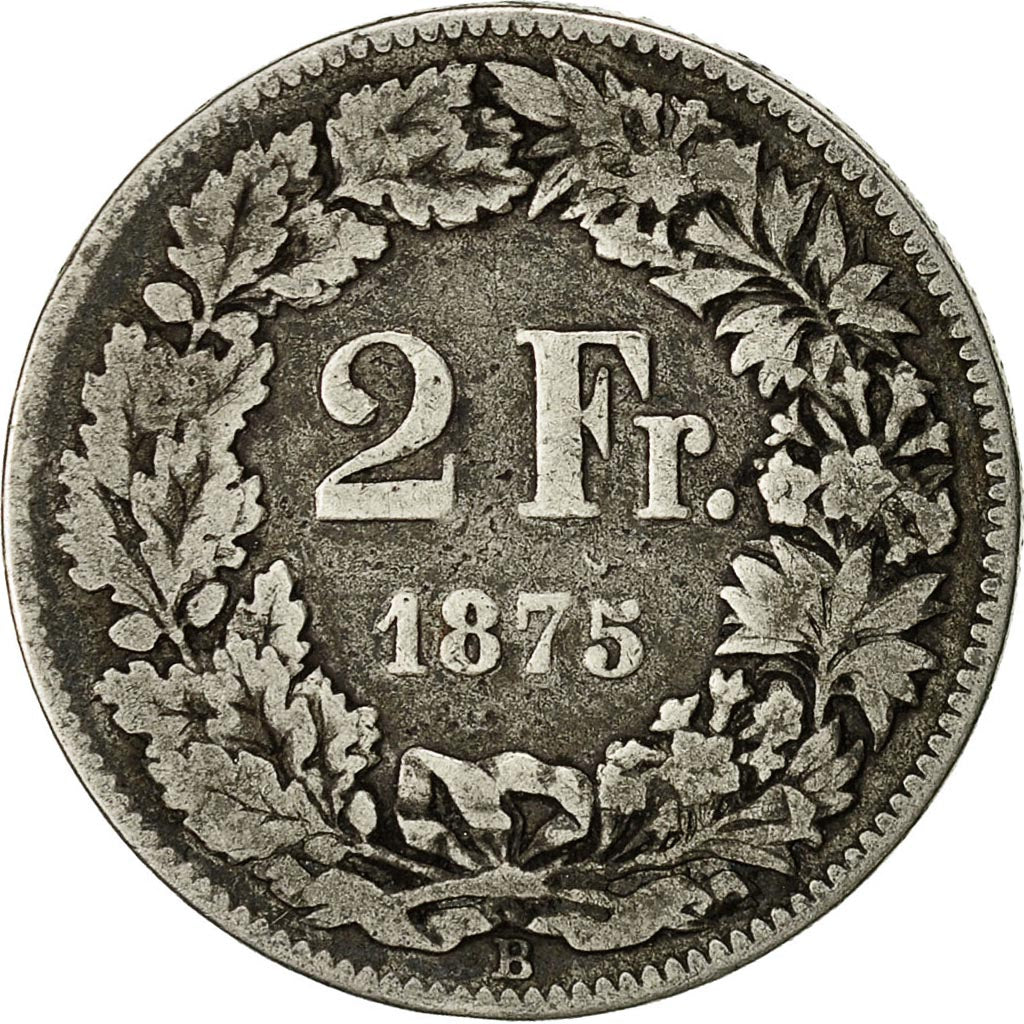 Münze, Schweiz, 2 Francs, 1875, Bern, S, Silber, KM:21