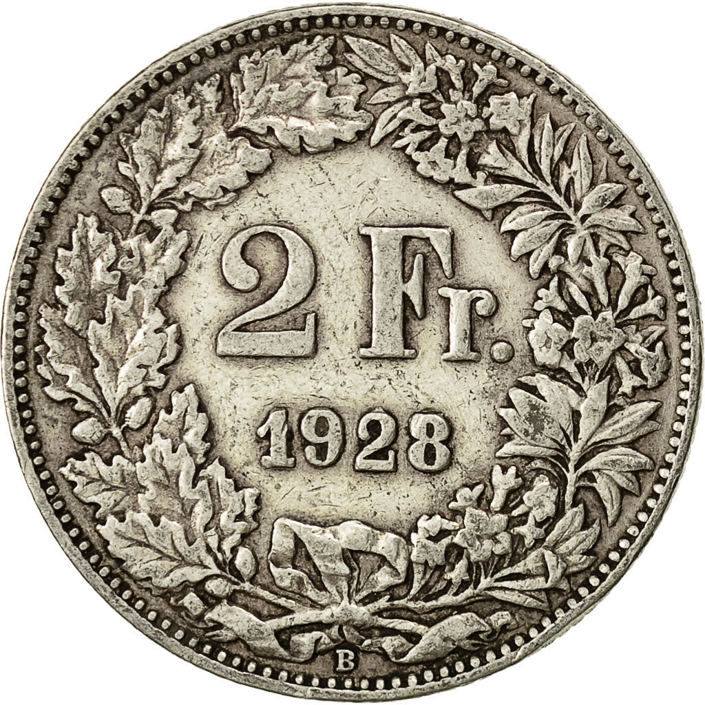 Coin, Switzerland, 2 Francs, 1928, Bern, EF(40-45), Silver, KM:21