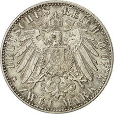 Coin, German States, HAMBURG, 2 Mark, 1907, Hamburg, AU(50-53), Silver, KM:612