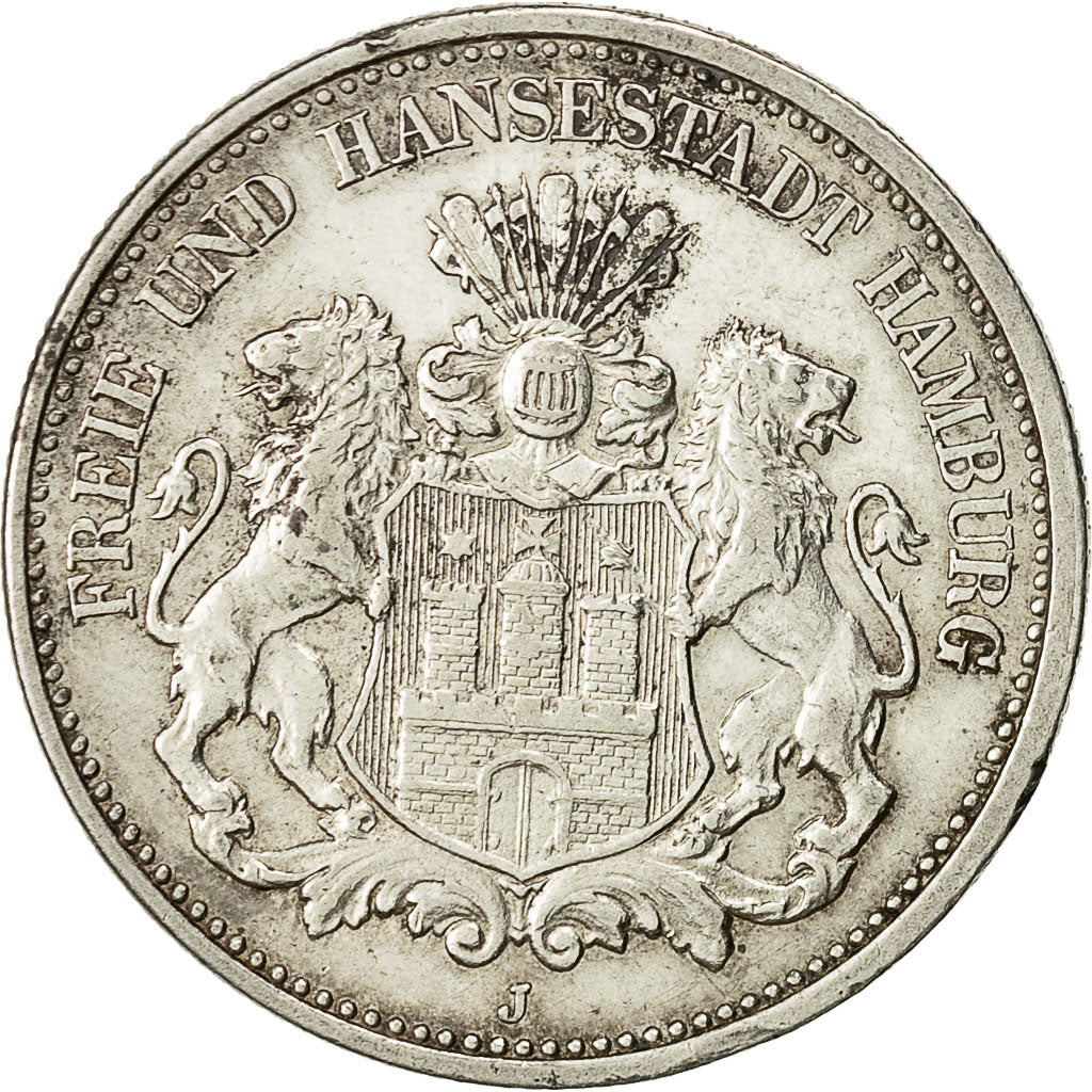 Coin, German States, HAMBURG, 2 Mark, 1907, Hamburg, AU(50-53), Silver, KM:612