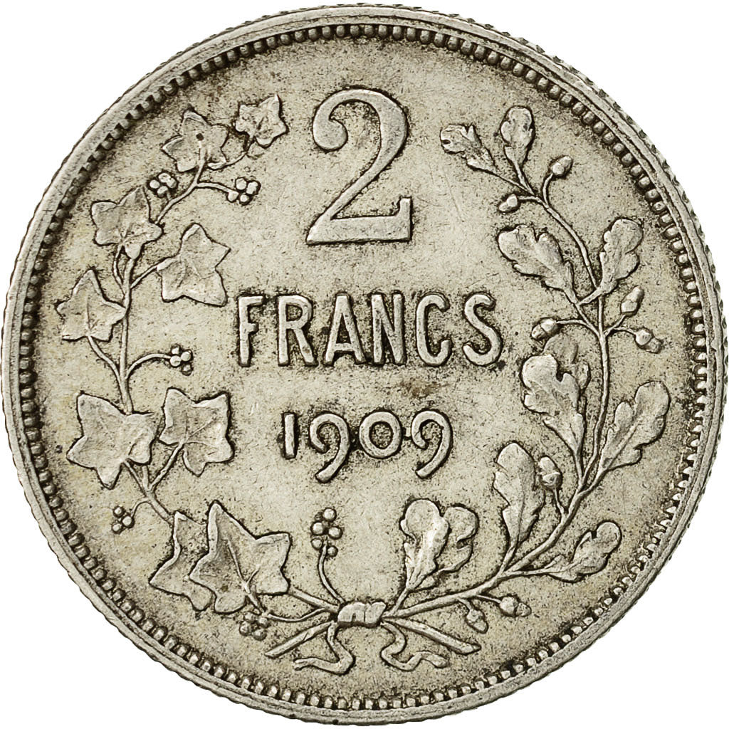 Coin, Belgium, 2 Francs, 2 Frank, 1909, EF(40-45), Silver, KM:58.1