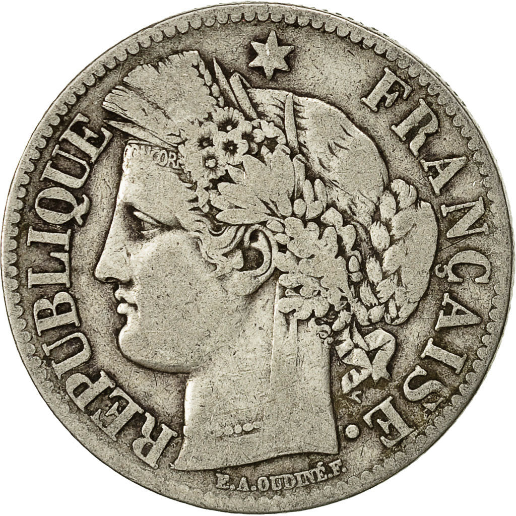 Coin, France, Cérès, 2 Francs, 1871, Bordeaux, VF(30-35), Silver, KM:817.2