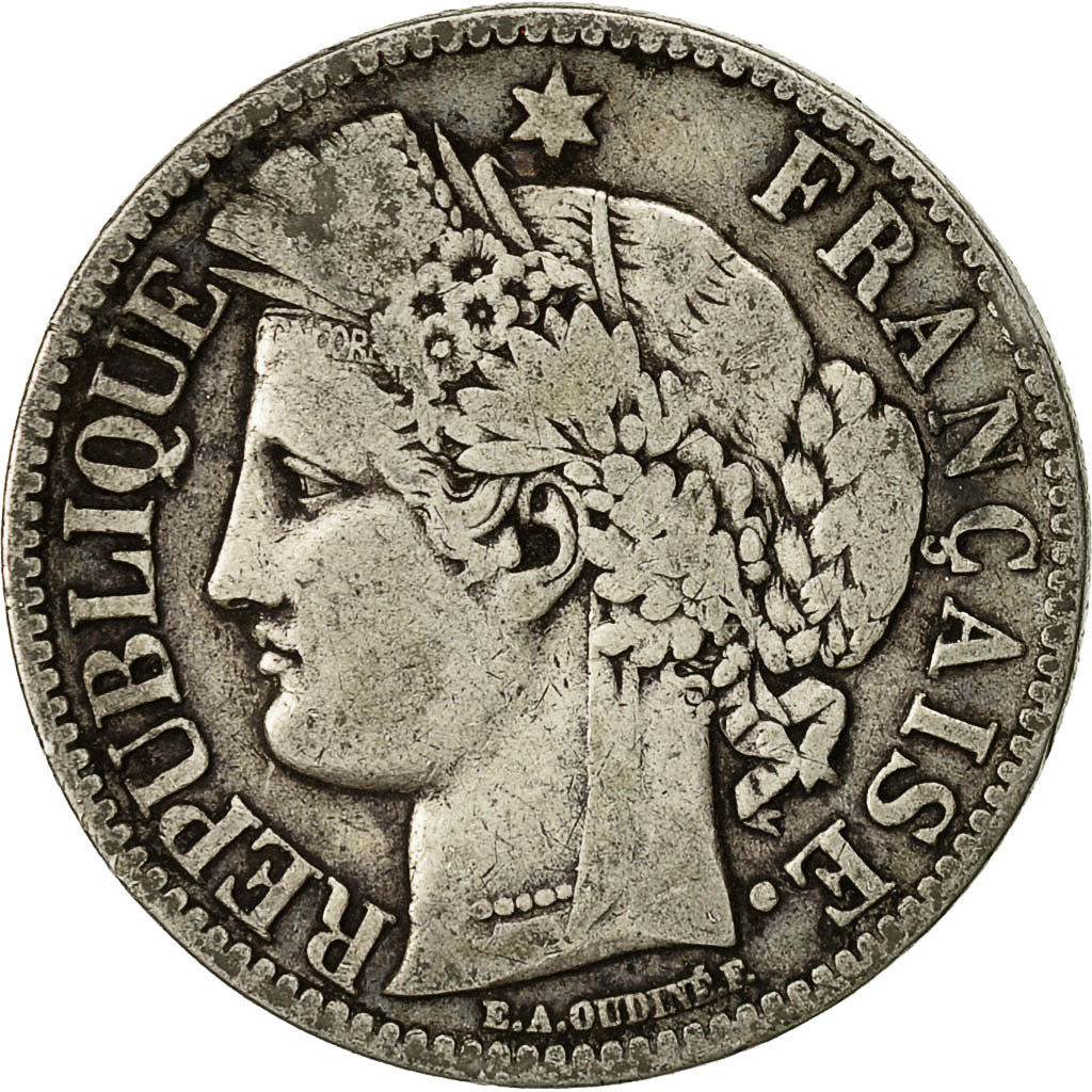 Monnaie, France, Cérès, 2 Francs, 1870, Paris, TB, Argent,KM 817.1, Gadoury:530
