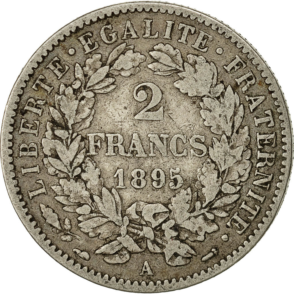 Monnaie, France, Cérès, 2 Francs, 1895, Paris, TB+,Argent,KM 817.1, Gadoury:530a