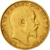 Coin, Great Britain, Edward VII, 1/2 Sovereign, 1906, EF(40-45), Gold, KM:804