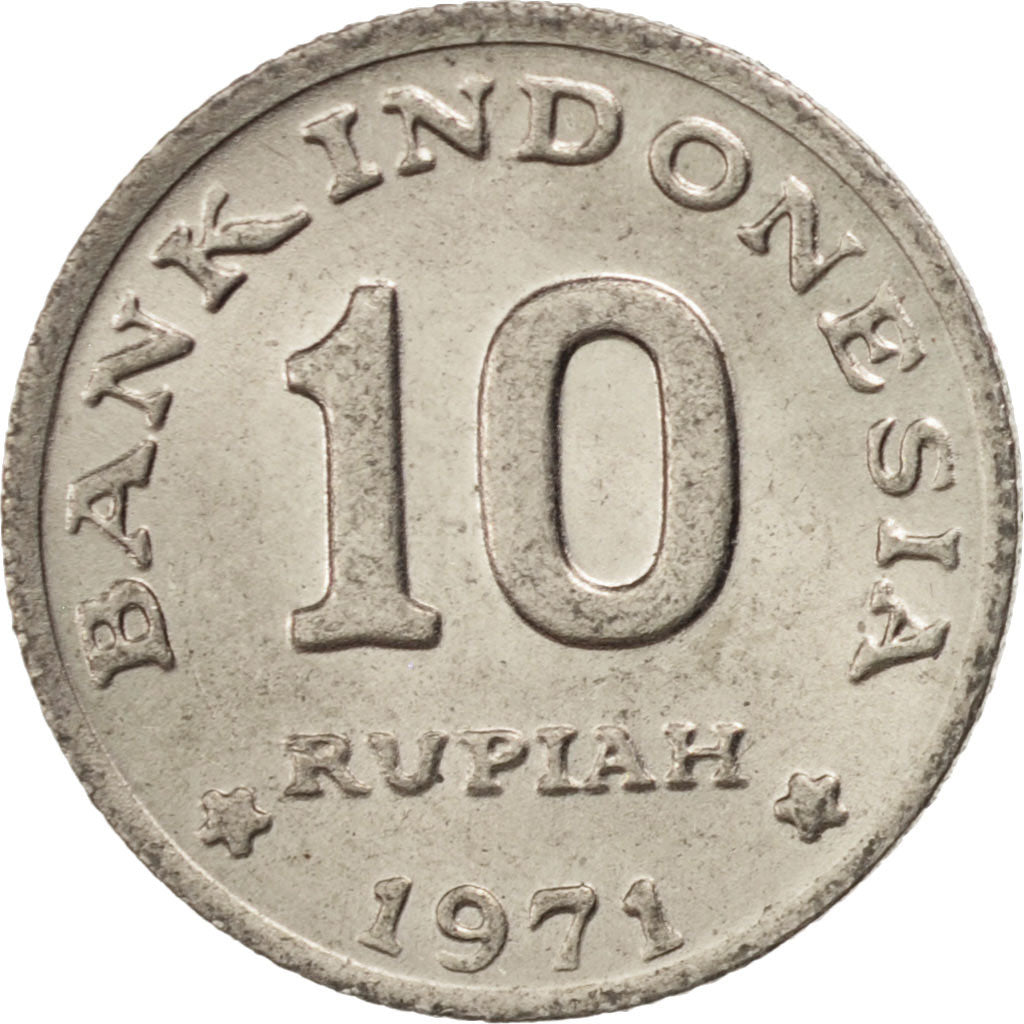 INDONESIA, 10 Rupiah, 1971, KM #33, MS(63), Copper-Nickel, 15.6, 1.77