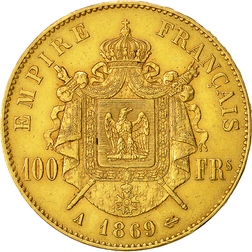 Moneda, Francia, Napoleon III, 100 Francs, 1869, Paris,Oro, MBC+, KM 802.1