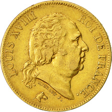 Moneta, Francia, Louis XVIII, 40 Francs, 1818, Lille, BB, Oro, KM 713.6