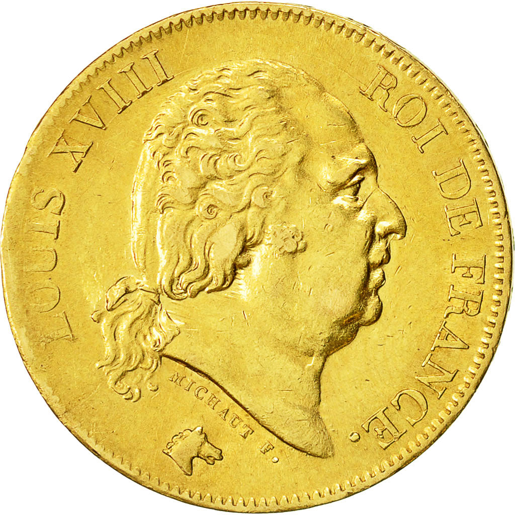Munten, Frankrijk, Louis XVIII, 40 Francs, 1818, Lille, ZF+, Goud, KM 713.6