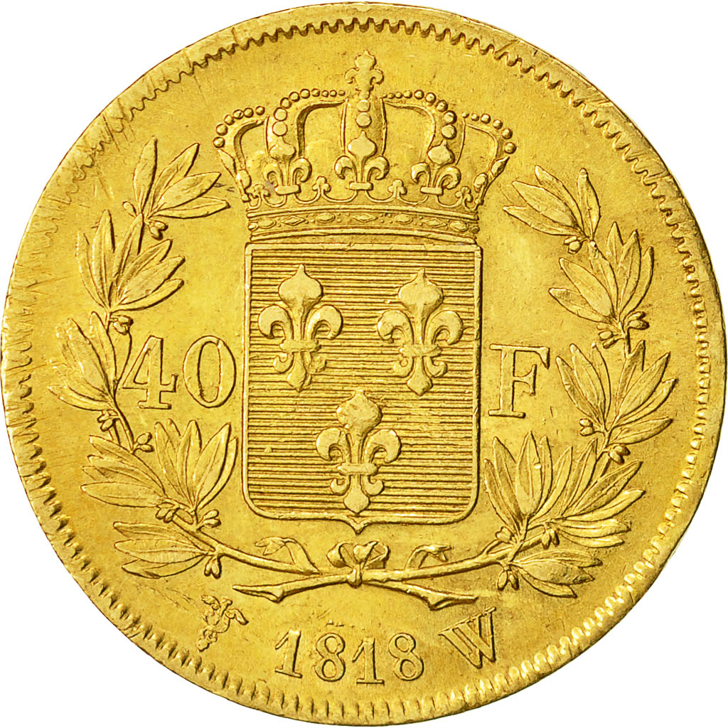 Munten, Frankrijk, Louis XVIII, 40 Francs, 1818, Lille, ZF+, Goud, KM 713.6