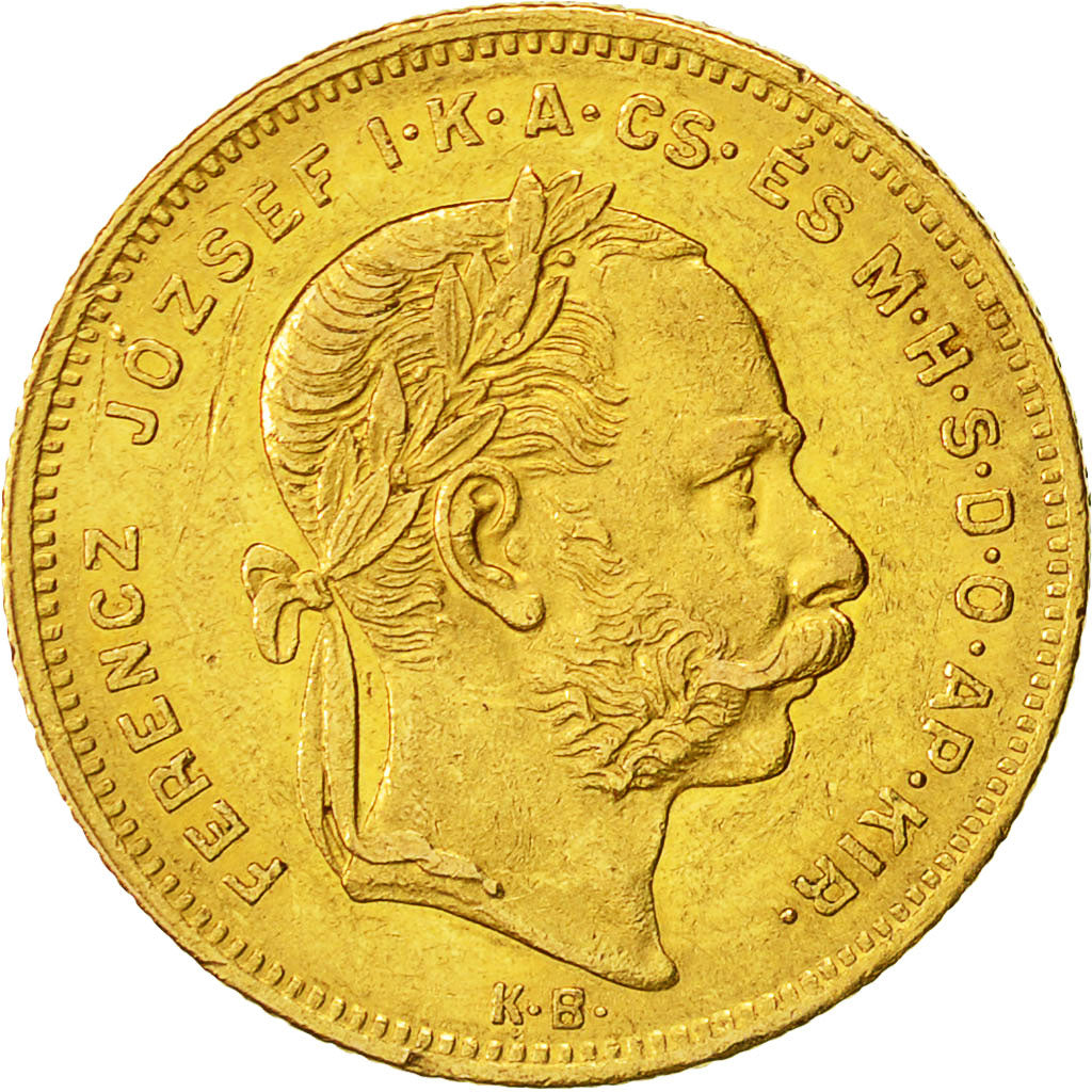 Coin,Hungary,Franz Joseph I,8 Forint 20 Francs,1873,Kremnitz,AU(50-53),KM 455.1
