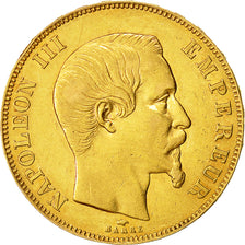 Moneda, Francia, Napoleon III, 50 Francs, 1857, Paris, MBC+, Oro, KM 785.1