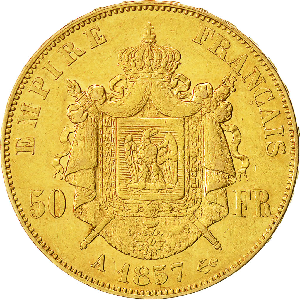 Munten, Frankrijk, Napoleon III, 50 Francs, 1857, Paris, Goud, ZF+, KM 785.1
