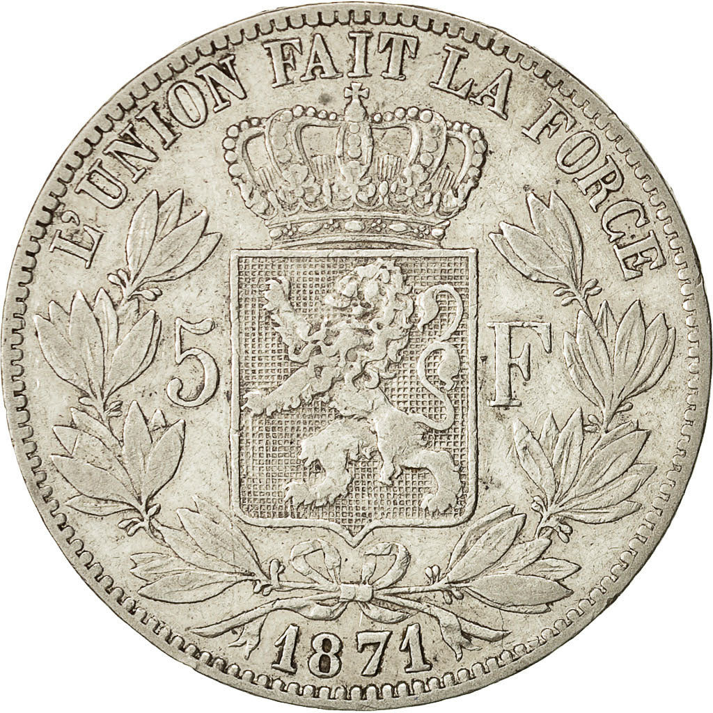 Coin, Belgium, Leopold II, 5 Francs, 5 Frank, 1871, VF(30-35), Silver, KM:24