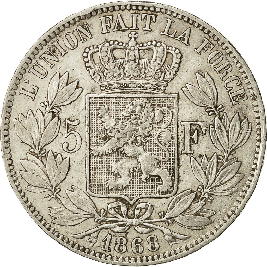 Coin, Belgium, Leopold II, 5 Francs, 5 Frank, 1868, EF(40-45), Silver, KM:24