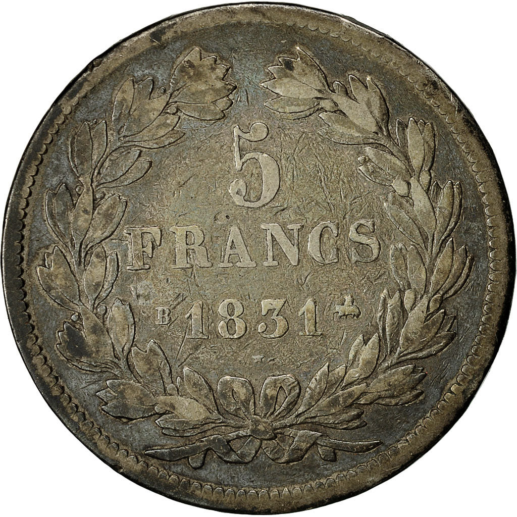 Coin, France, Louis-Philippe, 5 Francs, 1831, Rouen, VF(30-35), Silver, KM 745.2