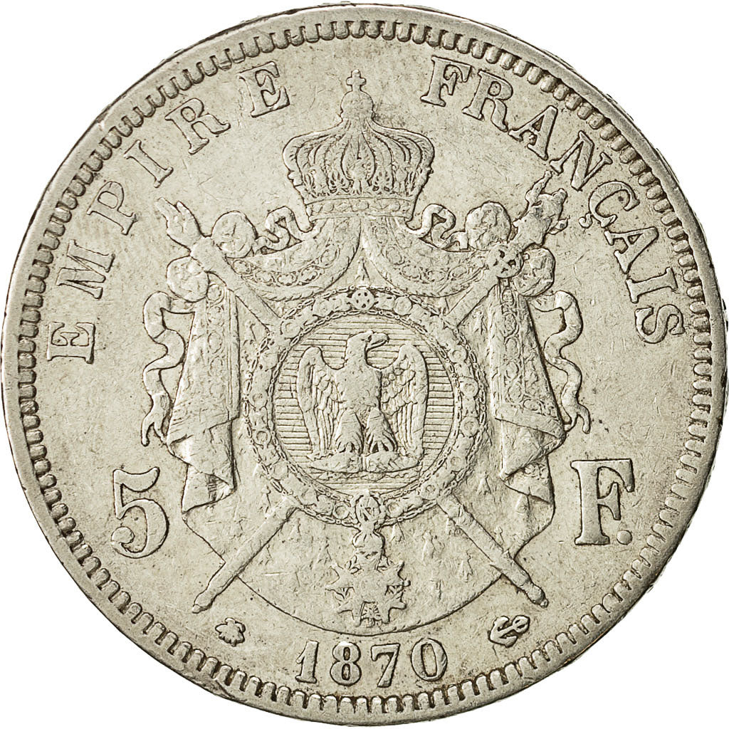 Munten, Frankrijk, Napoleon III, 5 Francs, 1870, Paris, ZF, KM 799.1