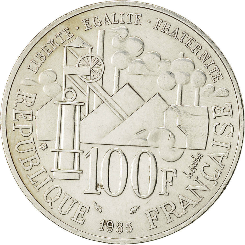 Coin, France, Germinal, 100 Francs, 1985, AU(50-53), Silver, KM:957, Gadoury:900