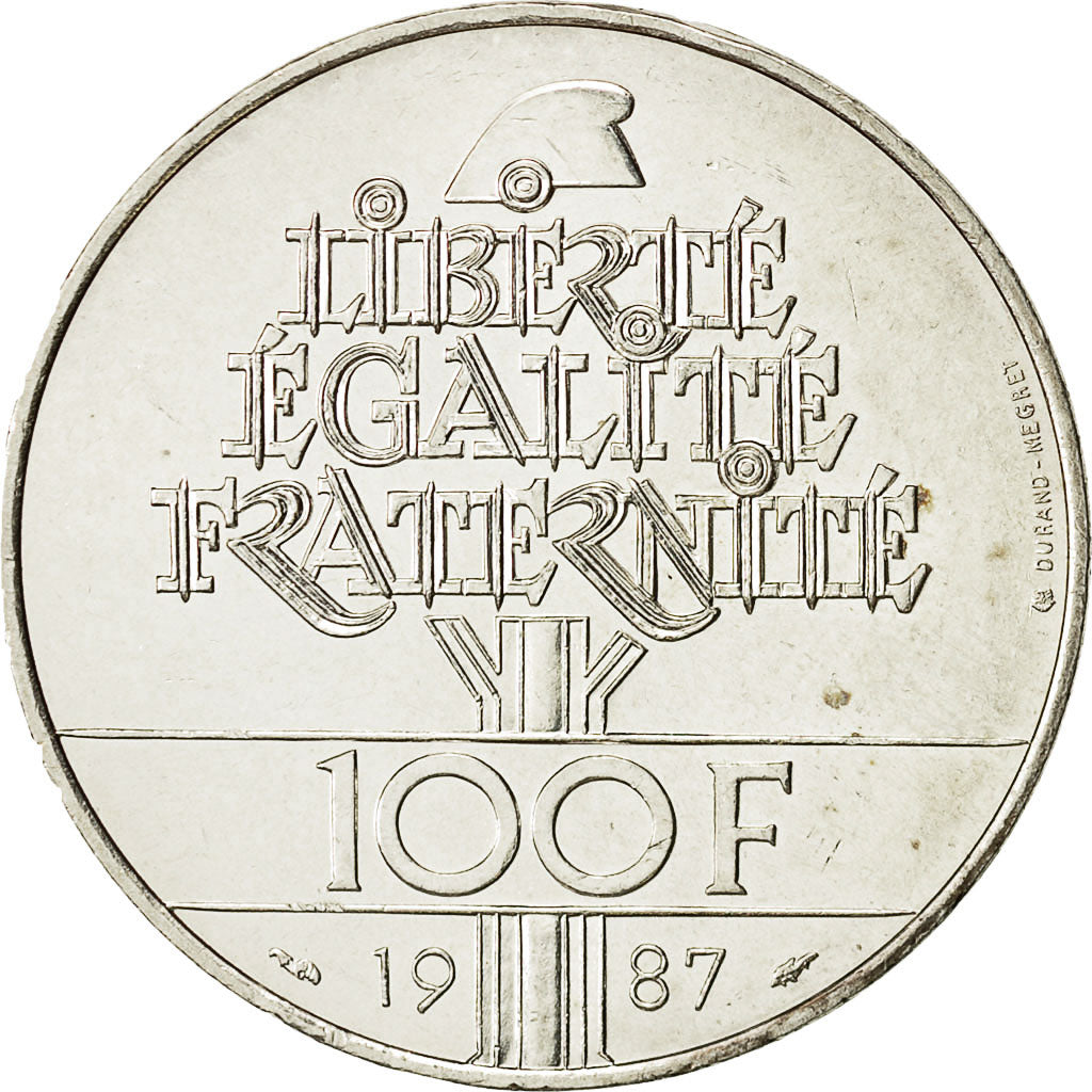 Coin, France, Lafayette, 100 Francs, 1987, AU(50-53), Silver, KM:962
