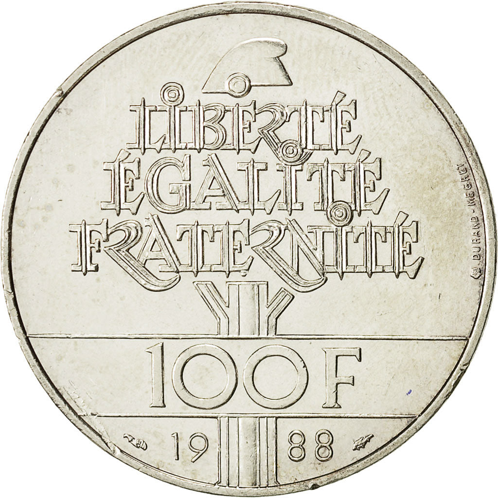 Monnaie, France, Fraternité, 100 Francs, 1988, TTB+, Argent,KM 966, Gadoury:903