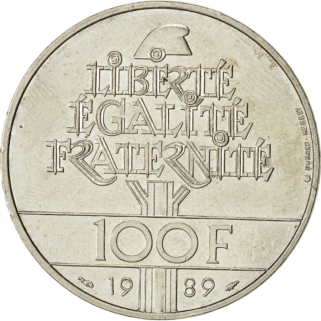 Moneda, Francia, Droits de l'Homme, 100 Francs, 1989, MBC+, Plata, KM:970