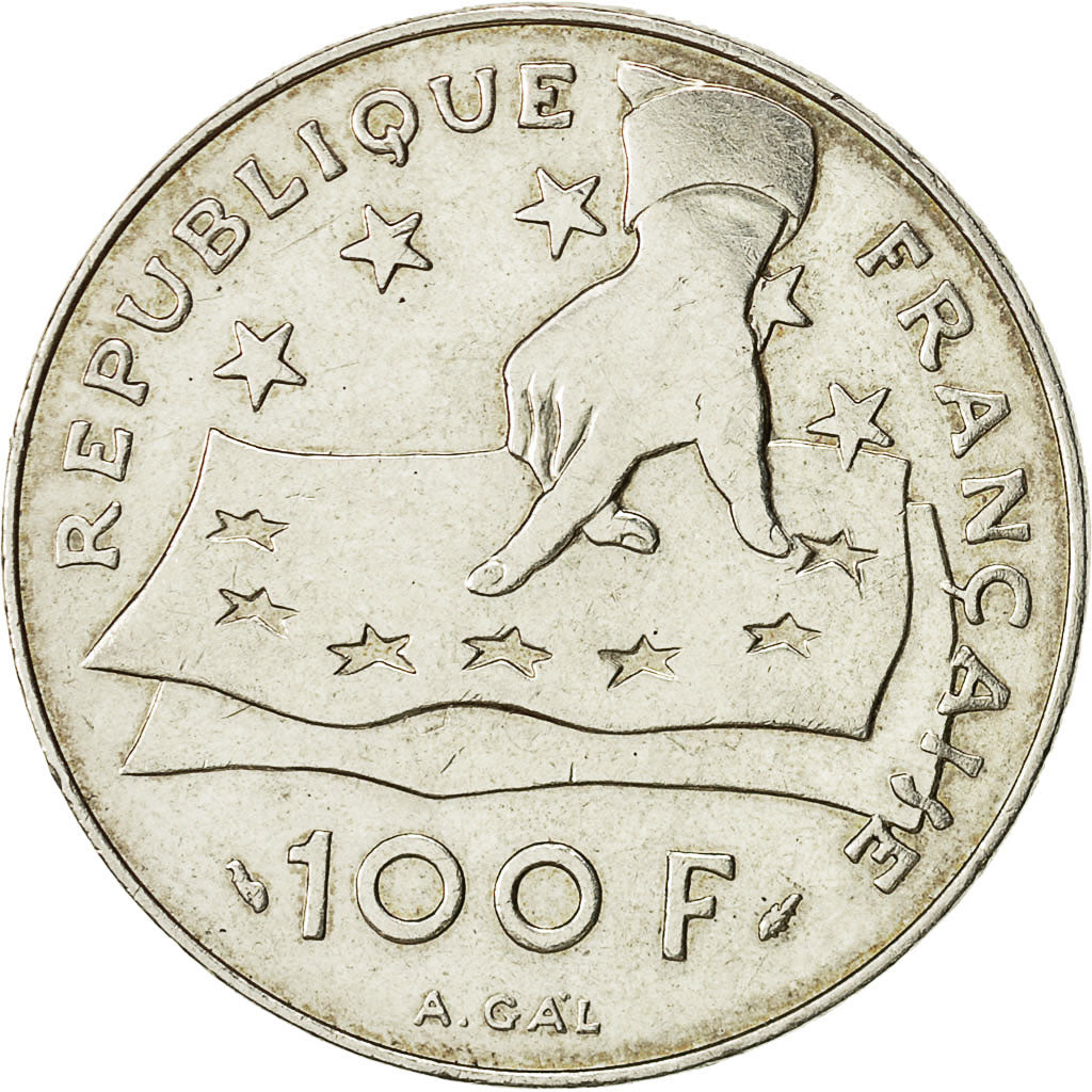 Coin, France, Descartes, 100 Francs, 1991, AU(50-53), Silver, KM:996
