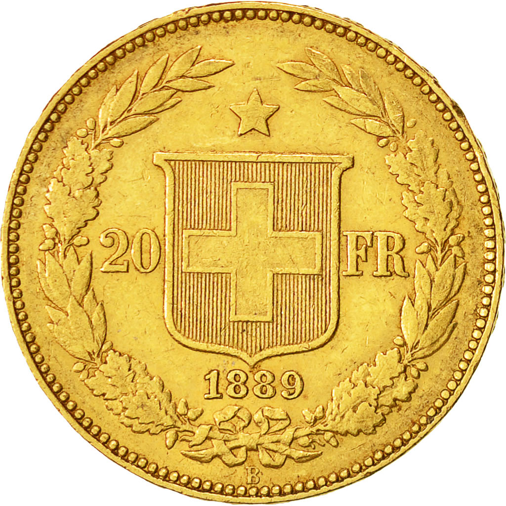 Moneta, Svizzera, 20 Francs, 1889, Bern, BB, Oro, KM:31.3