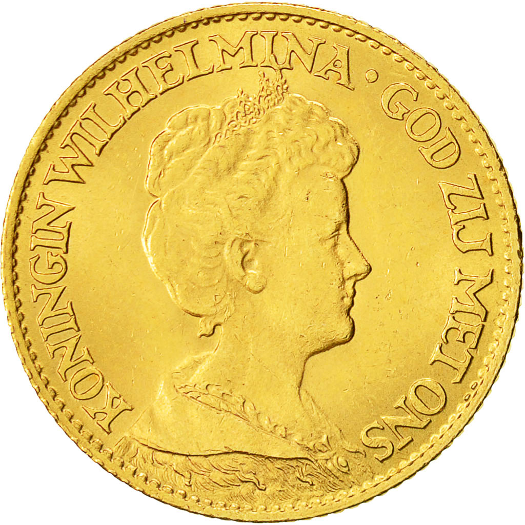 Münze, Niederlande, Wilhelmina I, 10 Gulden, 1917, VZ, Gold, KM:149