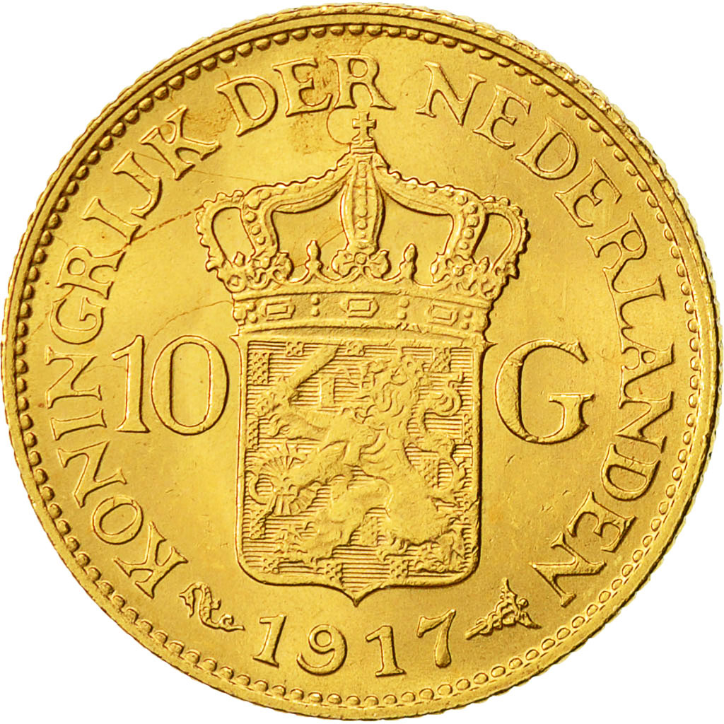 Münze, Niederlande, Wilhelmina I, 10 Gulden, 1917, VZ, Gold, KM:149