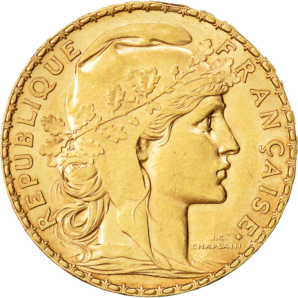 Moneta, Francia, Marianne, 20 Francs, 1910, SPL-, Oro, KM:857, Gadoury:1064