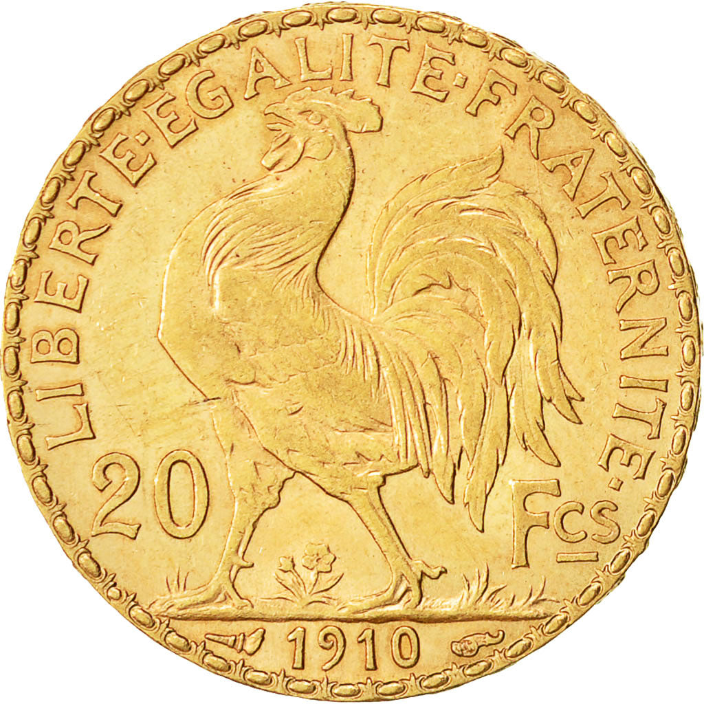 Moneta, Francia, Marianne, 20 Francs, 1910, SPL-, Oro, KM:857, Gadoury:1064