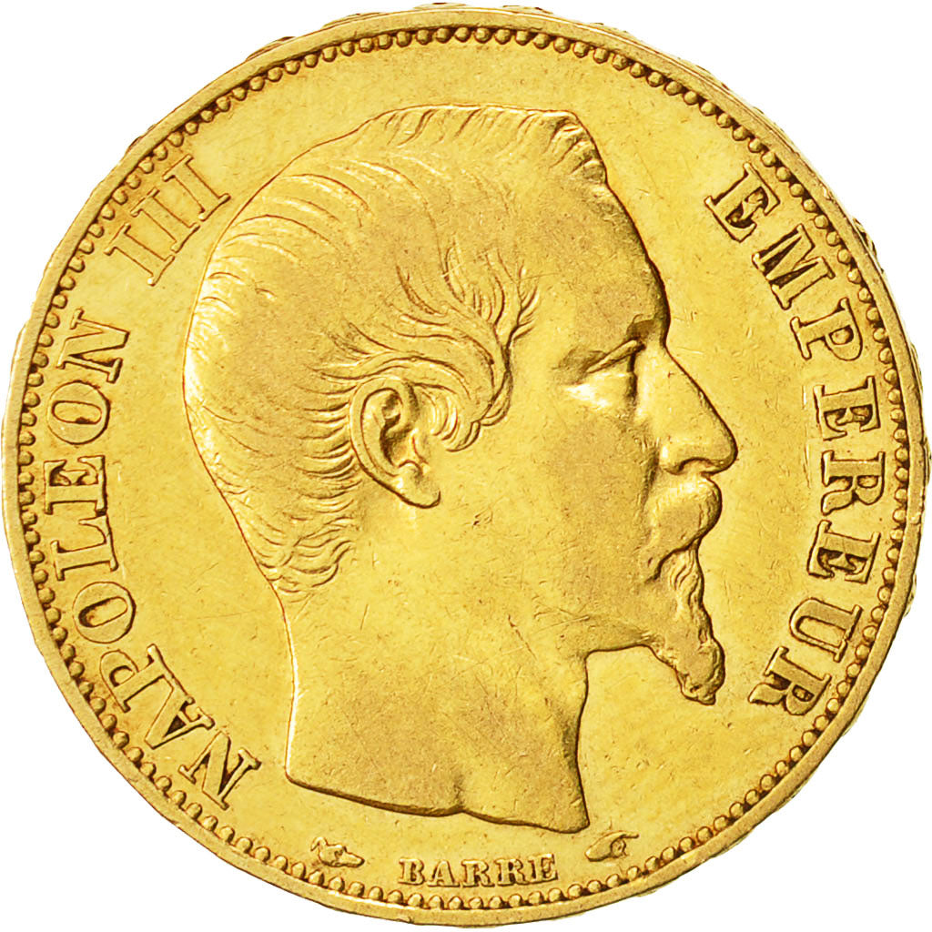 Moneta, Francia, Napoleon III, 20 Francs, 1855, Paris, BB+, Oro, KM 781.1