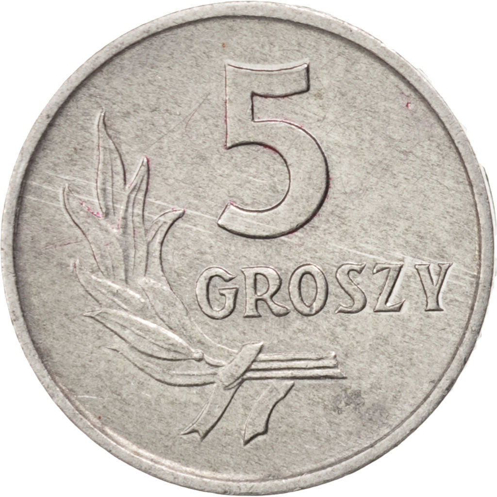 Coin, Poland, 5 Groszy, 1965, MS(60-62), Aluminum, KM:A46