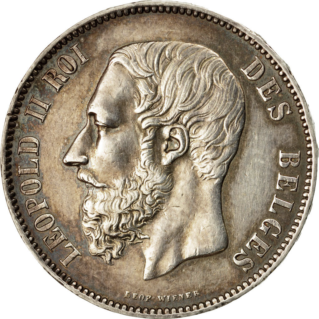 Coin, Belgium, Leopold II, 5 Francs, 5 Frank, 1865, AU(50-53), Silver, KM:24