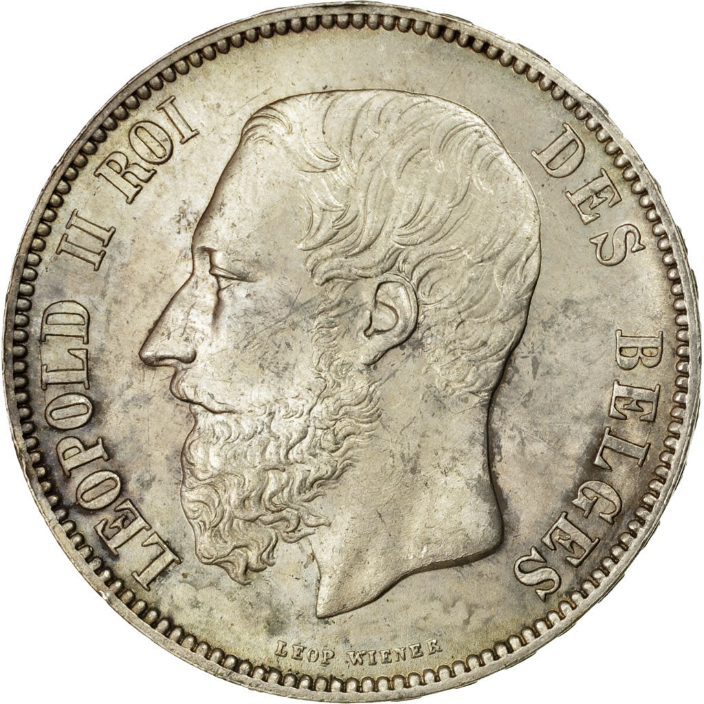 Coin, Belgium, Leopold II, 5 Francs, 5 Frank, 1873, AU(55-58), Silver, KM:24