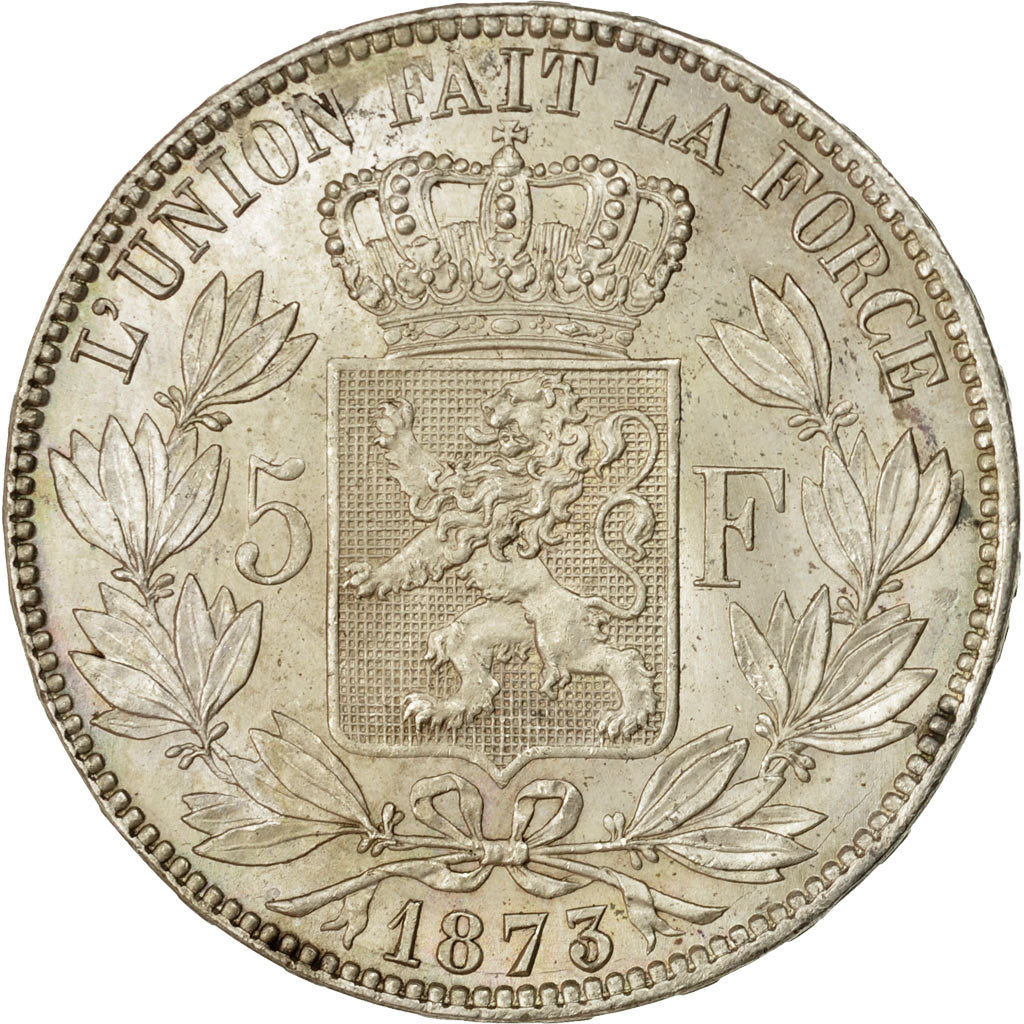 Coin, Belgium, Leopold II, 5 Francs, 5 Frank, 1873, AU(55-58), Silver, KM:24