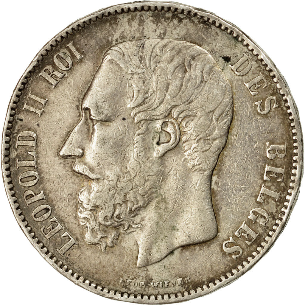 Coin, Belgium, Leopold II, 5 Francs, 5 Frank, 1872, EF(40-45), Silver, KM:24