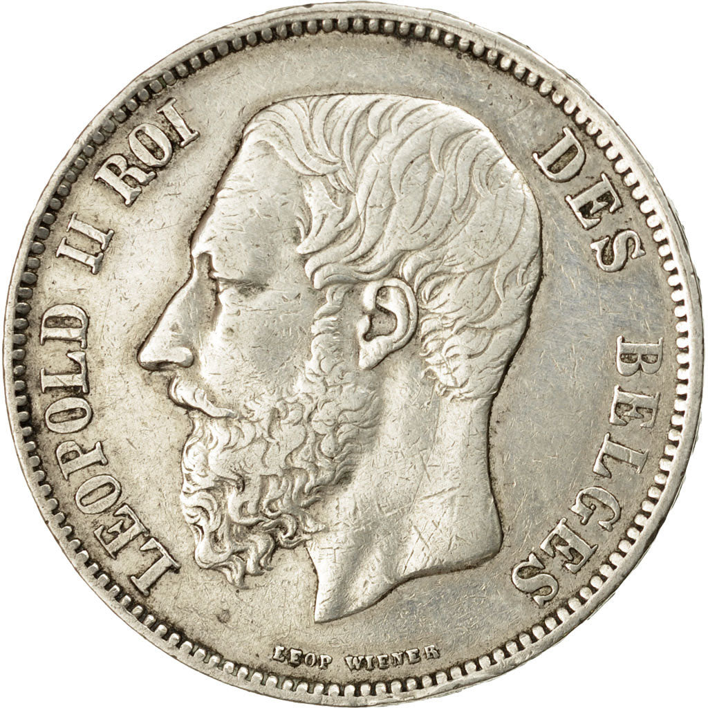 Coin, Belgium, Leopold II, 5 Francs, 5 Frank, 1867, EF(40-45), Silver, KM:24