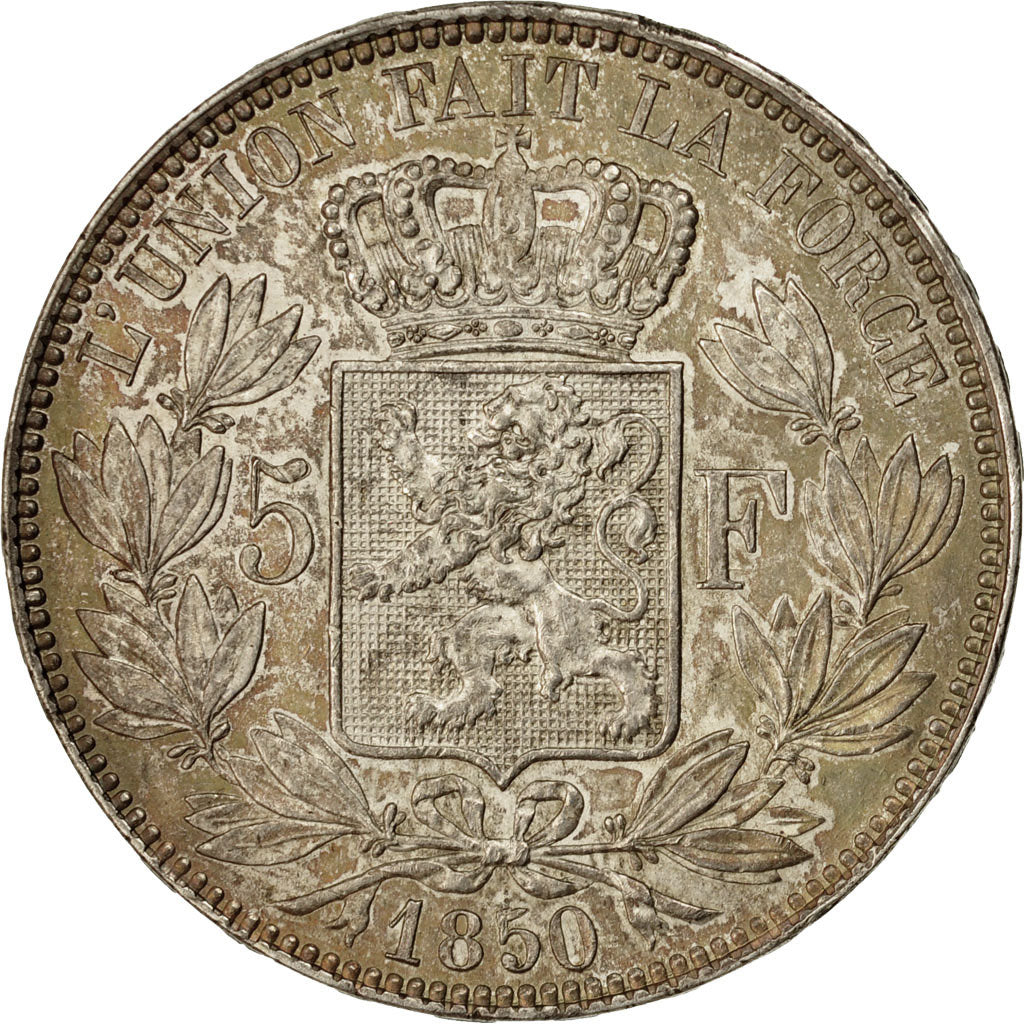 Moneta, Belgio, Leopold I, 5 Francs, 5 Frank, 1850, SPL-, Argento, KM:17