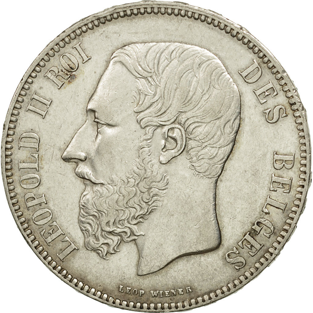 Coin, Belgium, Leopold II, 5 Francs, 5 Frank, 1867, AU(50-53), Silver, KM:24