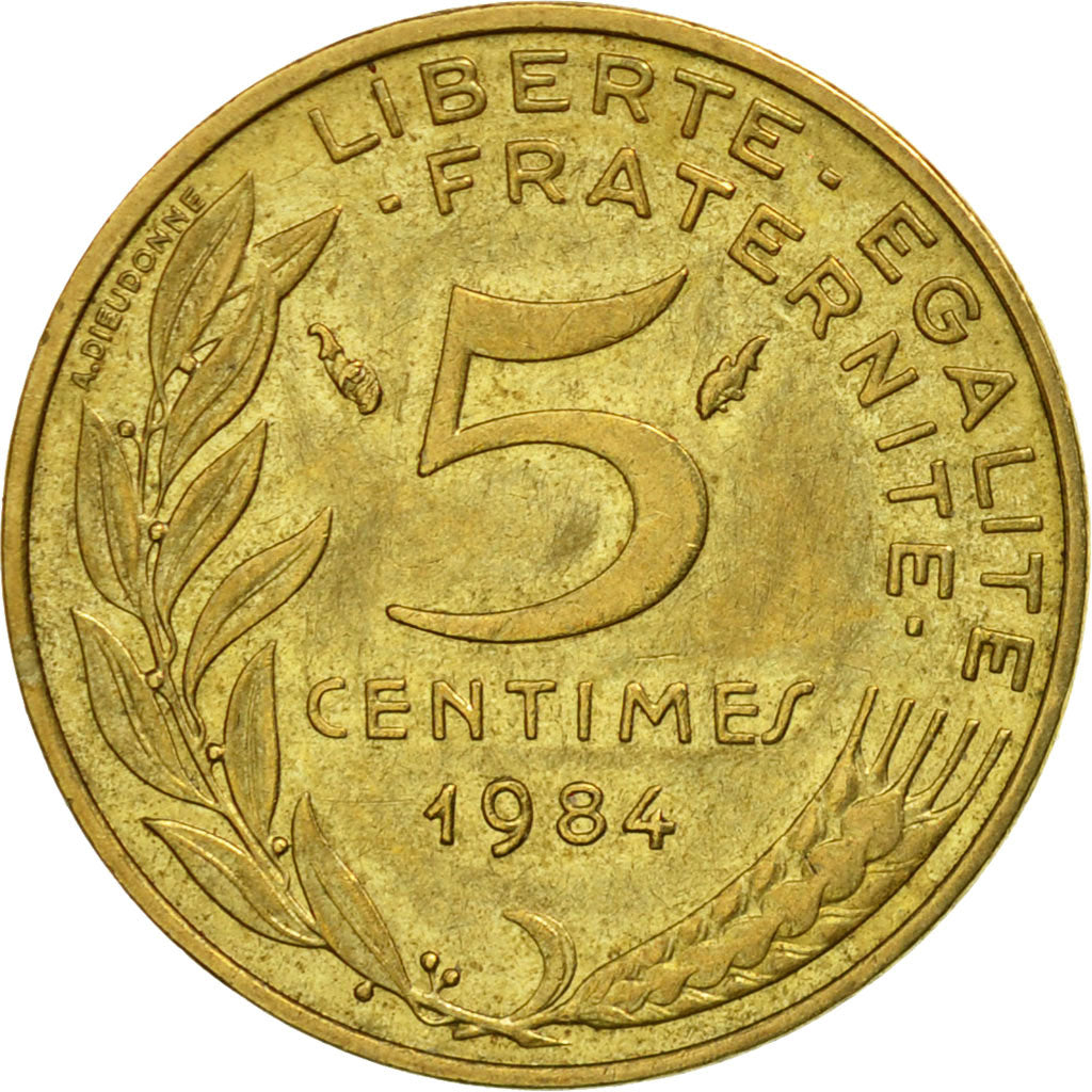 Coin, France, Marianne, 5 Centimes, 1984,Paris,AU(55-58),Aluminum-Bronze,KM 933