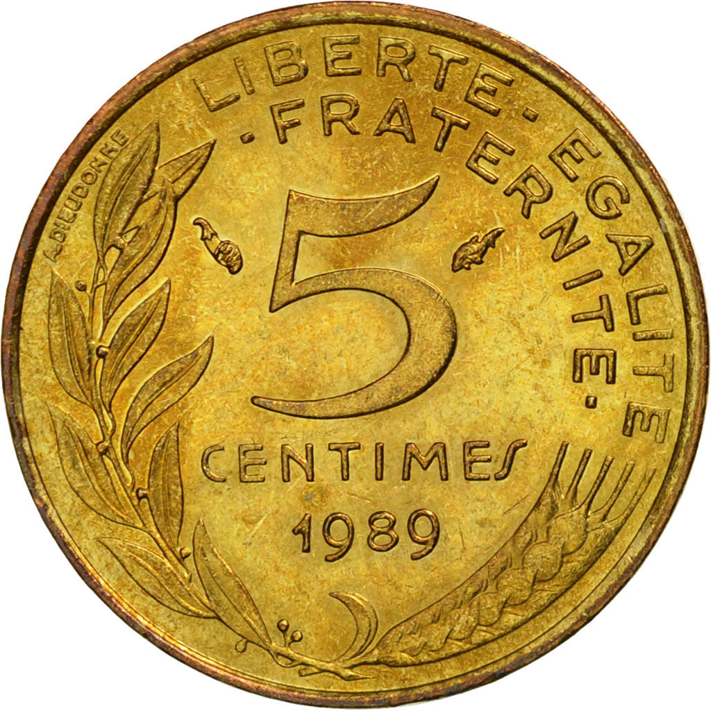 Coin, France, Marianne, 5 Centimes, 1989, Paris,AU(55-58),Aluminum-Bronze,KM 933
