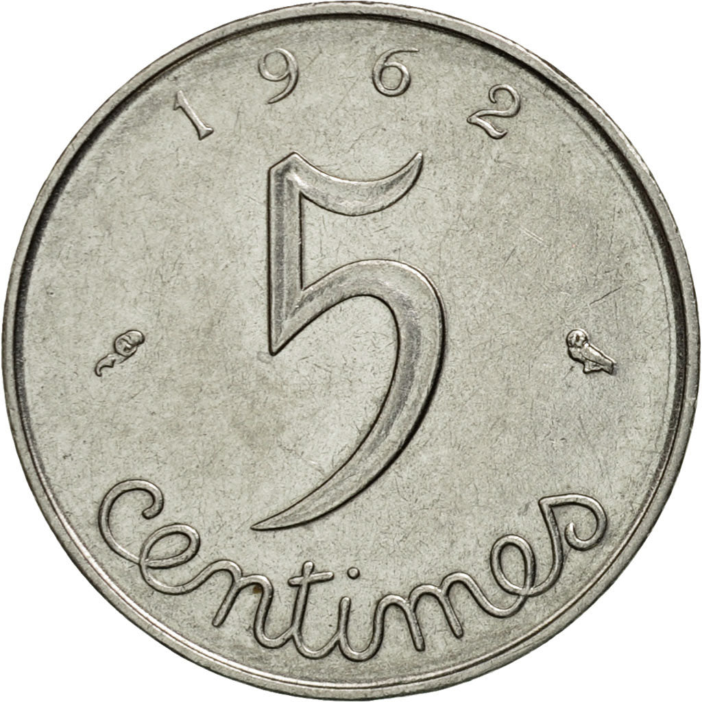 Moneda, Francia, Épi, 5 Centimes, 1962, Paris, EBC, Acero inoxidable, KM:927