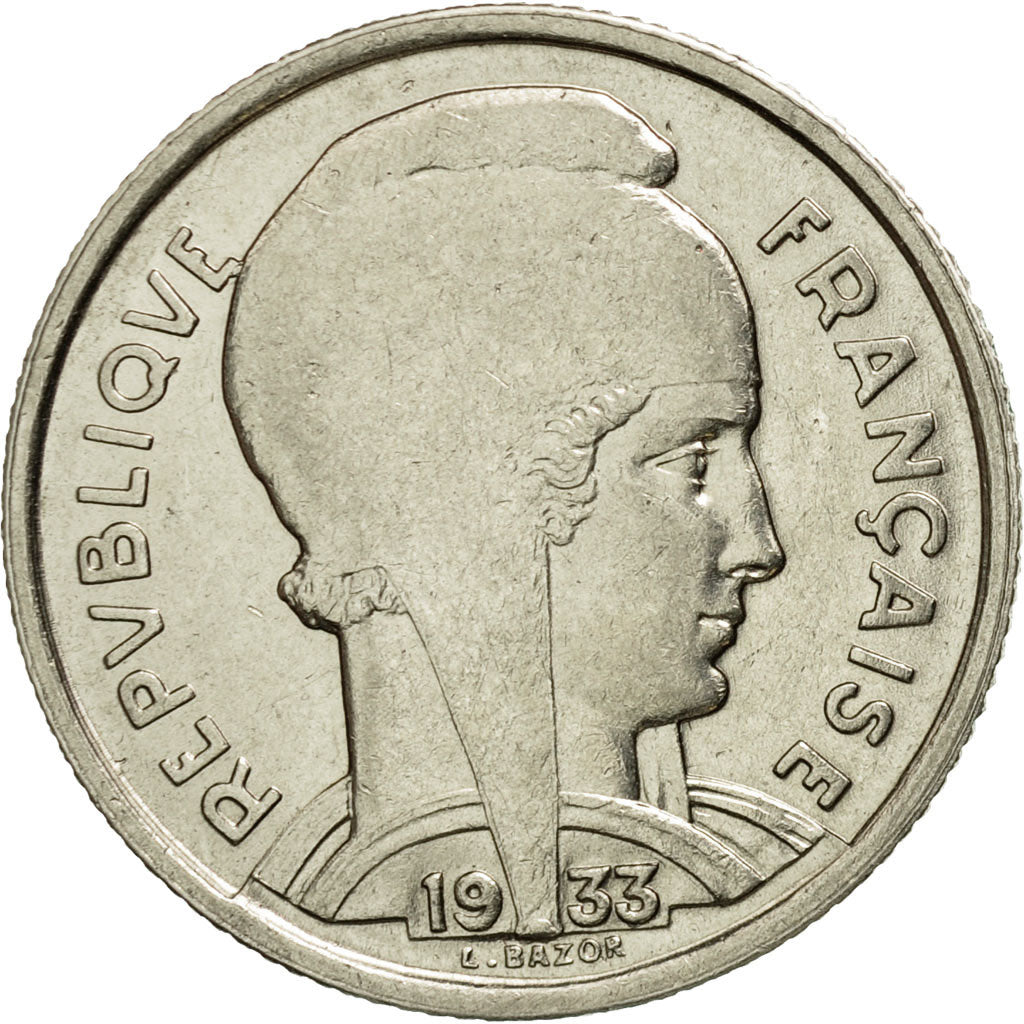 Coin, France, Bazor, 5 Francs, 1933, Paris, MS(60-62), Nickel, KM:887