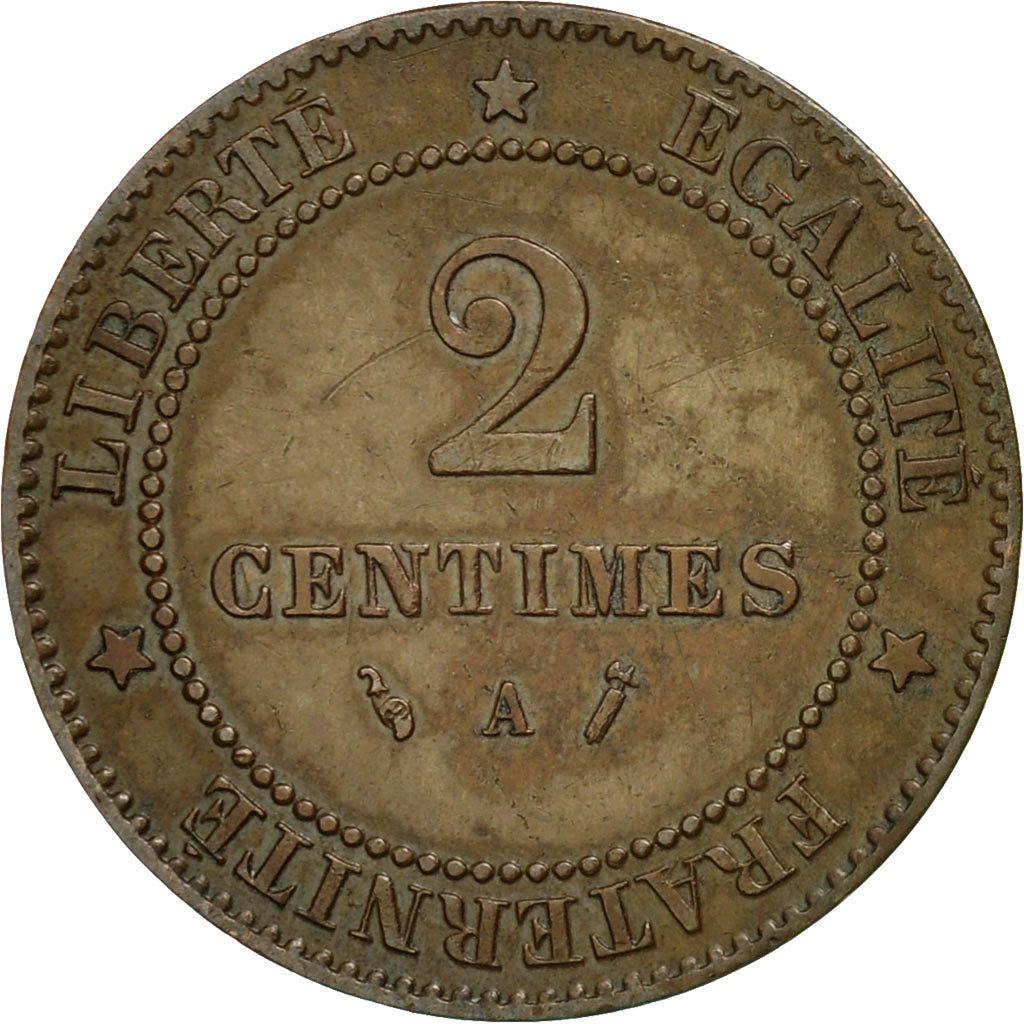 Coin, France, Cérès, 2 Centimes, 1885, Paris, AU(50-53), Bronze, KM:827.1